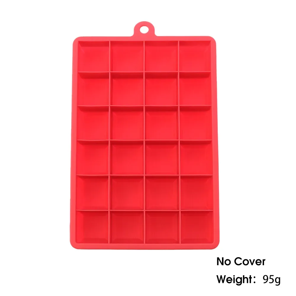 Moule à glaçons en silicone 24 cavités avec ou sans couvercle, pour glaçons carrés, purées, fromages et gelées 23