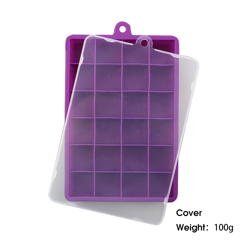 Moule à glaçons en silicone 24 cavités avec ou sans couvercle, pour glaçons carrés, purées, fromages et gelées 19