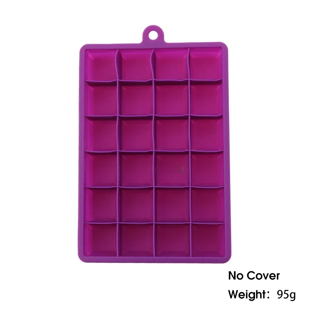 Moule à glaçons en silicone 24 cavités avec ou sans couvercle, pour glaçons carrés, purées, fromages et gelées 15