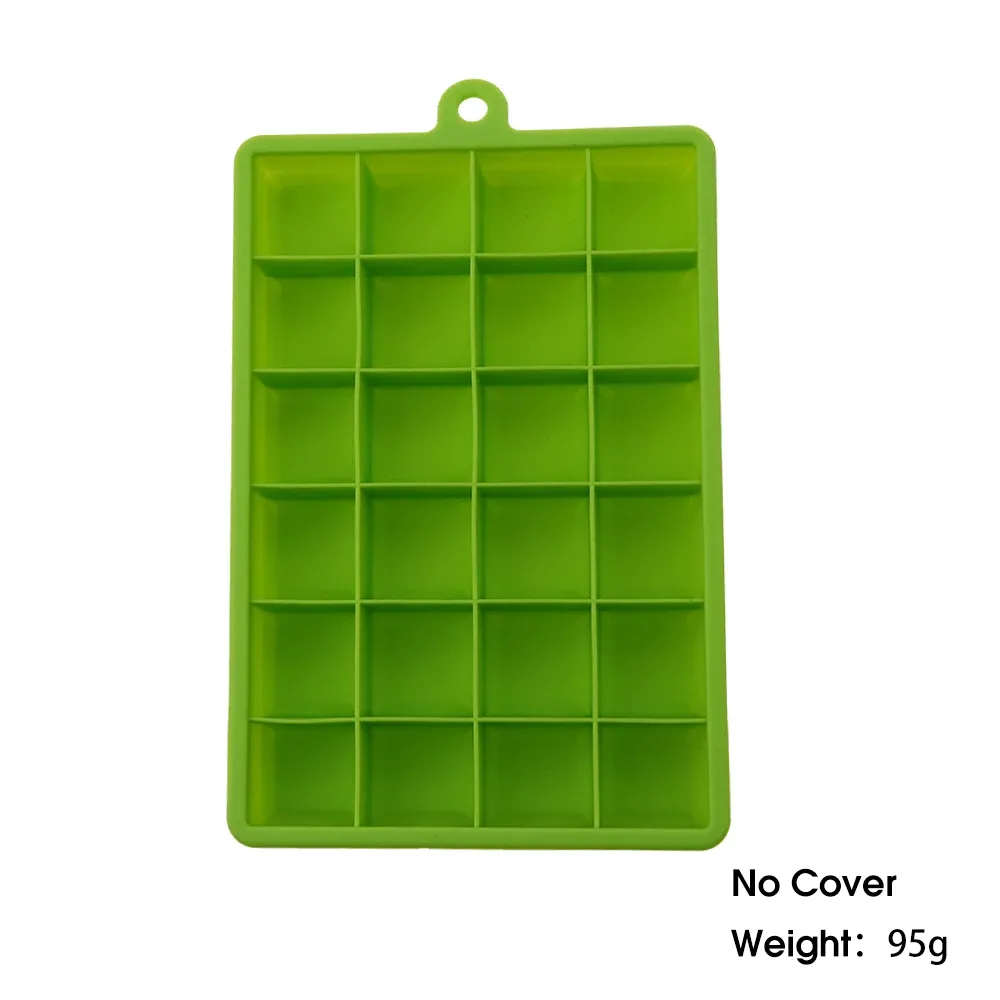 Moule à glaçons en silicone 24 cavités avec ou sans couvercle, pour glaçons carrés, purées, fromages et gelées 11