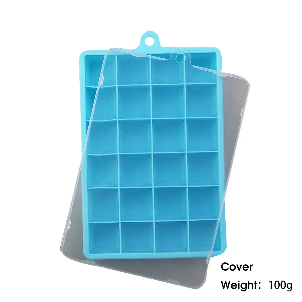 Moule à glaçons en silicone 24 cavités avec ou sans couvercle, pour glaçons carrés, purées, fromages et gelées 12