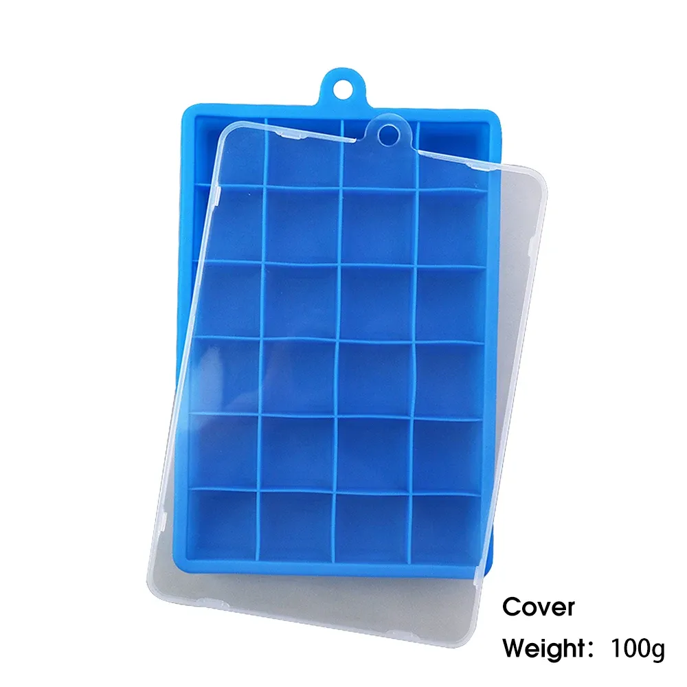 Moule à glaçons en silicone 24 cavités avec ou sans couvercle, pour glaçons carrés, purées, fromages et gelées 13