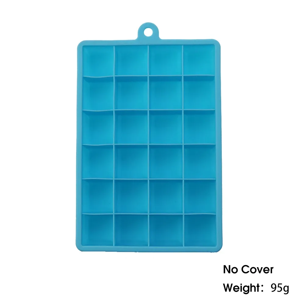 Moule à glaçons en silicone 24 cavités avec ou sans couvercle, pour glaçons carrés, purées, fromages et gelées 9