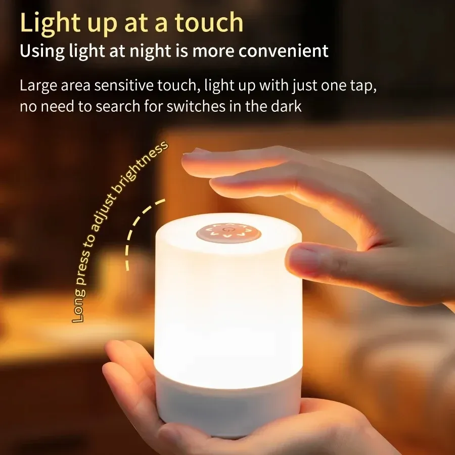 Veilleuse LED tactile USB rechargeable avec télécommande, lampe de table à 3 couleurs et intensité variable pour chevet 3