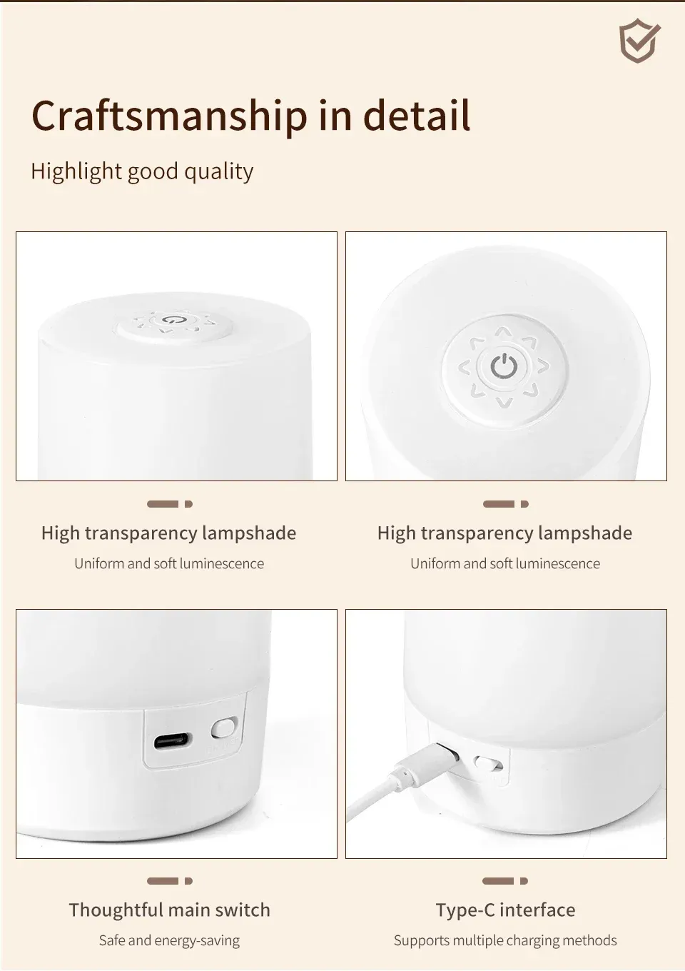Veilleuse LED tactile pour la chambre
