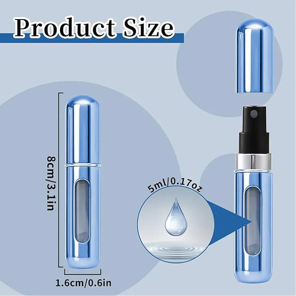 Flacons vides rechargeables avec pompe pulvérisateur, contenants cosmétiques de voyage, mini atomiseur, lot de 5 4