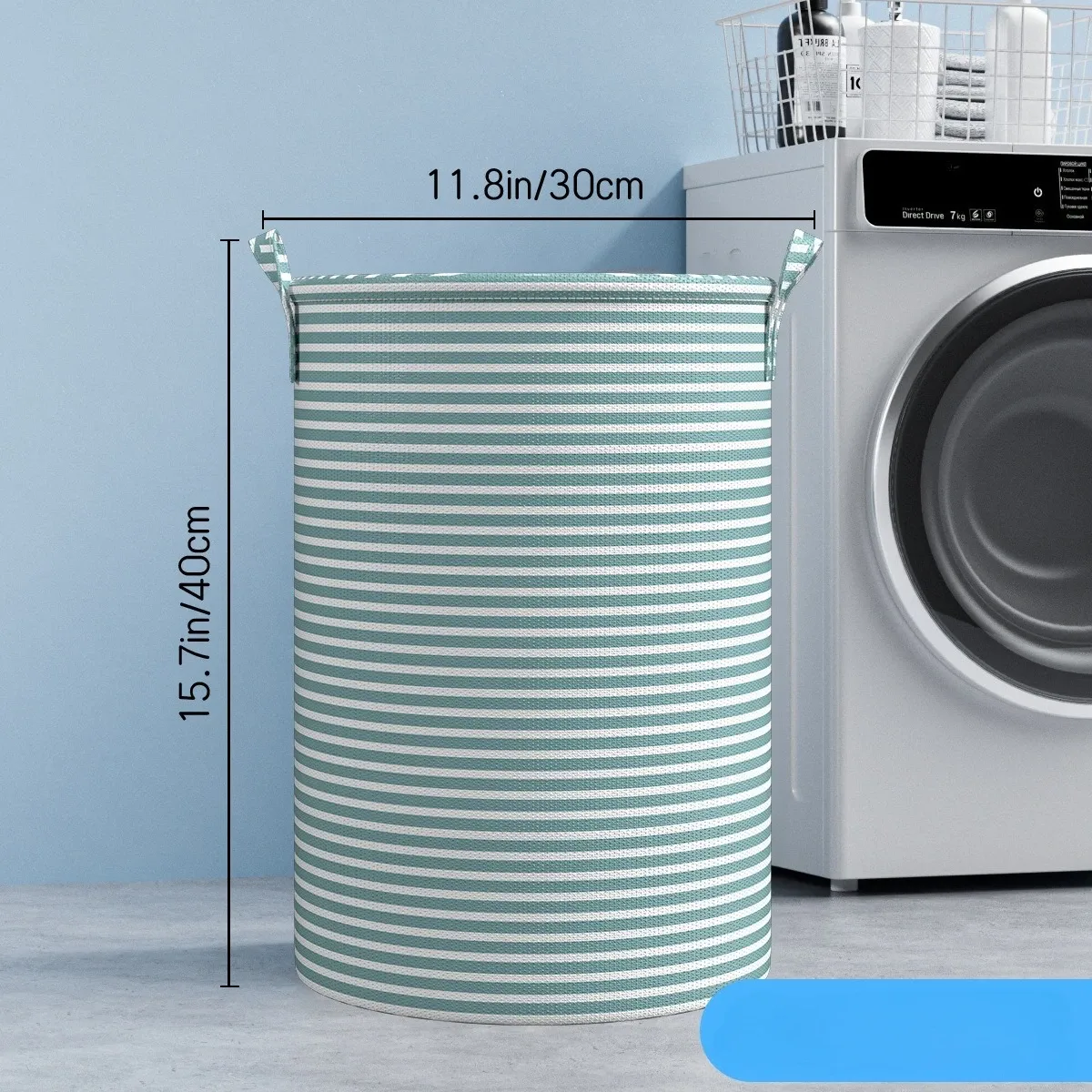 Panier à linge pliable minimaliste rayé, organisateur de rangement multi-usage pour salle de bain et chambre 7