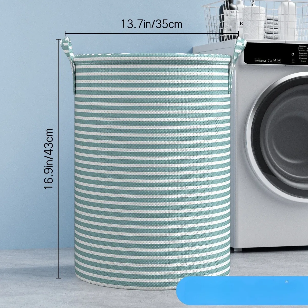Panier à linge pliable minimaliste rayé, organisateur de rangement multi-usage pour salle de bain et chambre 9