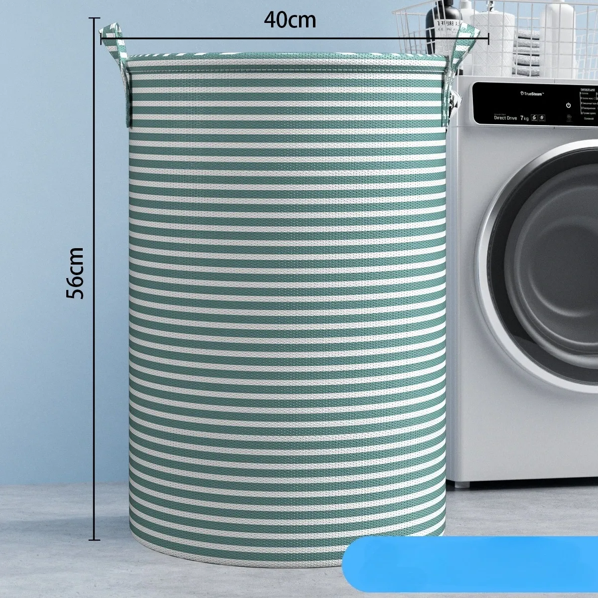 Panier à linge pliable minimaliste rayé, organisateur de rangement multi-usage pour salle de bain et chambre 8