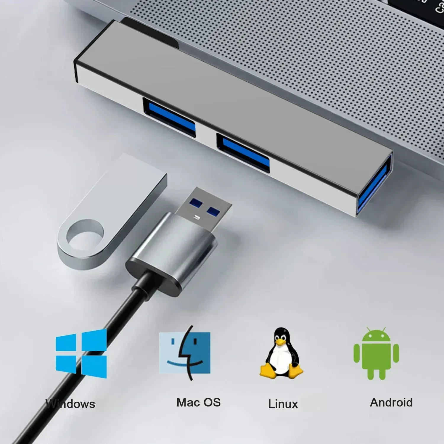 Hub USB 3 en 1 OTG USB 3.0 / Type-C 3.0 vers 3 ports USB, vitesse 5 Gbps, hub 3 ports Type-C pour PC, ordinateur portable et notebook 3