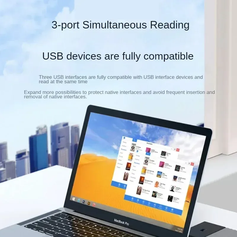 Hub USB 3 en 1 OTG USB 3.0 / Type-C 3.0 vers 3 ports USB, vitesse 5 Gbps, hub 3 ports Type-C pour PC, ordinateur portable et notebook 5