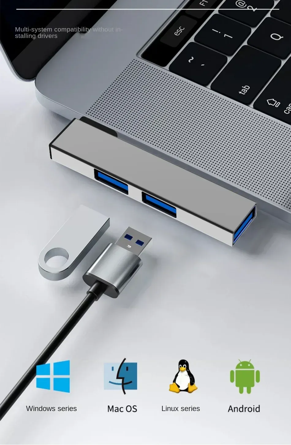 Hub USB 3 en 1 ambiance bureau