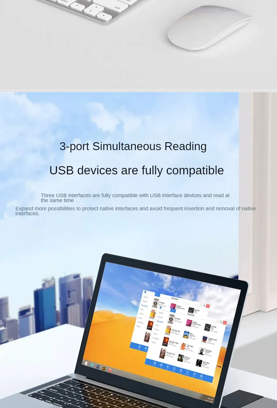 Hub USB 3 en 1 détails de connexion