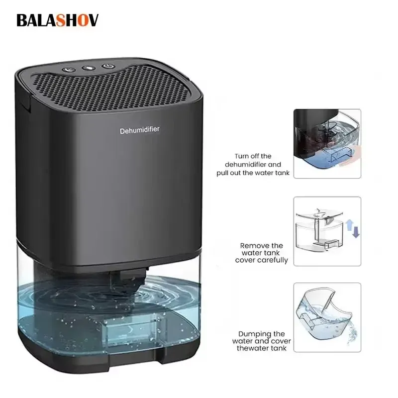 Déshumidificateur d'air portable silencieux, absorbeur d'humidité pour la maison et la chambre, prise UE/US - Image 1