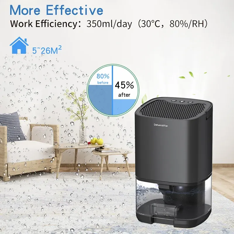Déshumidificateur d'air portable silencieux, absorbeur d'humidité pour la maison et la chambre, prise UE/US 5