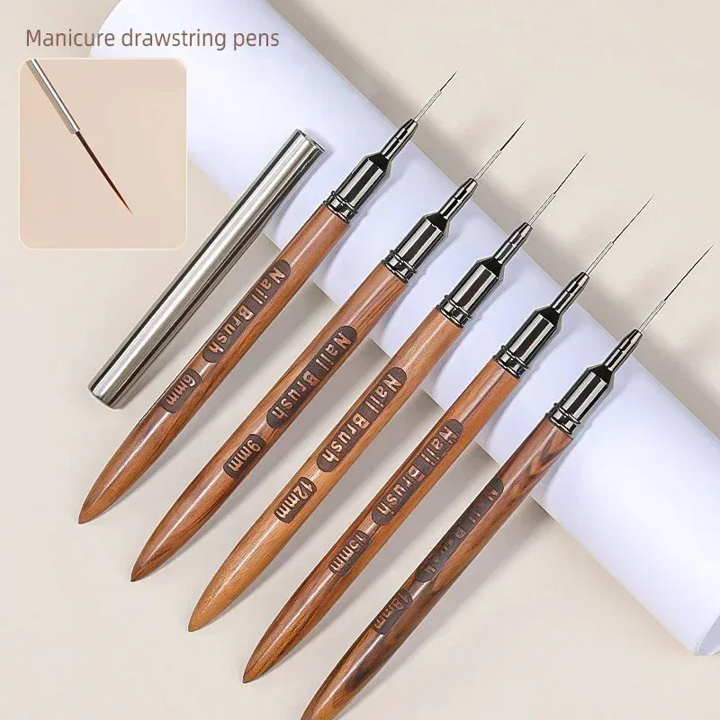 Pinceau à ongles en bois pour gel, pinceau à liner pour nail art, stylo de dessin pour lignes, rayures et fleurs, outil de manucure UV professionnel 2