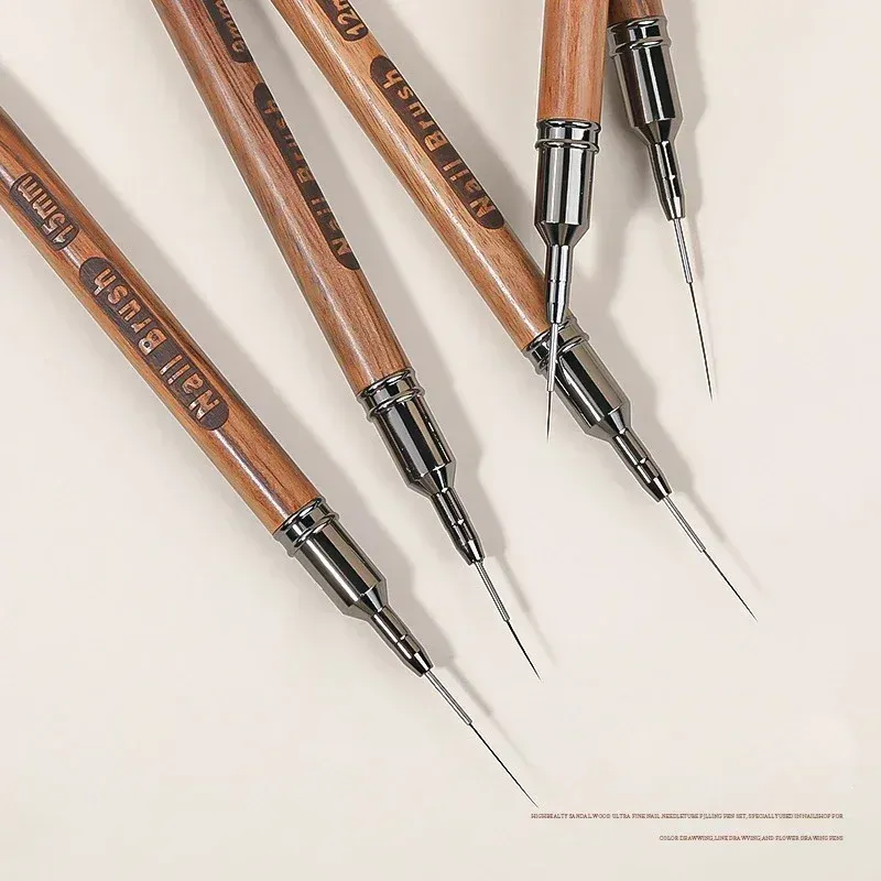 Pinceau à ongles en bois pour gel, pinceau à liner pour nail art, stylo de dessin pour lignes, rayures et fleurs, outil de manucure UV professionnel 3