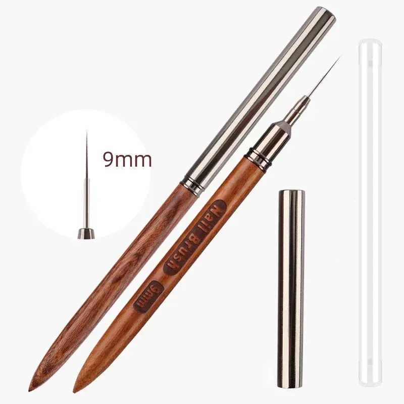 Pinceau à ongles en bois pour gel, pinceau à liner pour nail art, stylo de dessin pour lignes, rayures et fleurs, outil de manucure UV professionnel 4