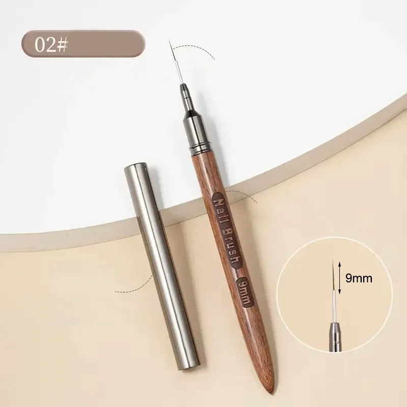 Pinceau à ongles en bois pour gel, pinceau à liner pour nail art, stylo de dessin pour lignes, rayures et fleurs, outil de manucure UV professionnel 9