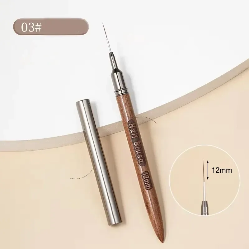 Pinceau à ongles en bois pour gel, pinceau à liner pour nail art, stylo de dessin pour lignes, rayures et fleurs, outil de manucure UV professionnel 8