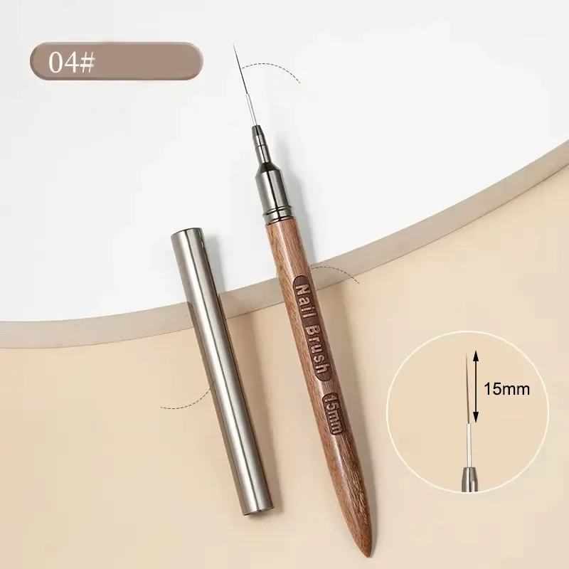 Pinceau à ongles en bois pour gel, pinceau à liner pour nail art, stylo de dessin pour lignes, rayures et fleurs, outil de manucure UV professionnel 7