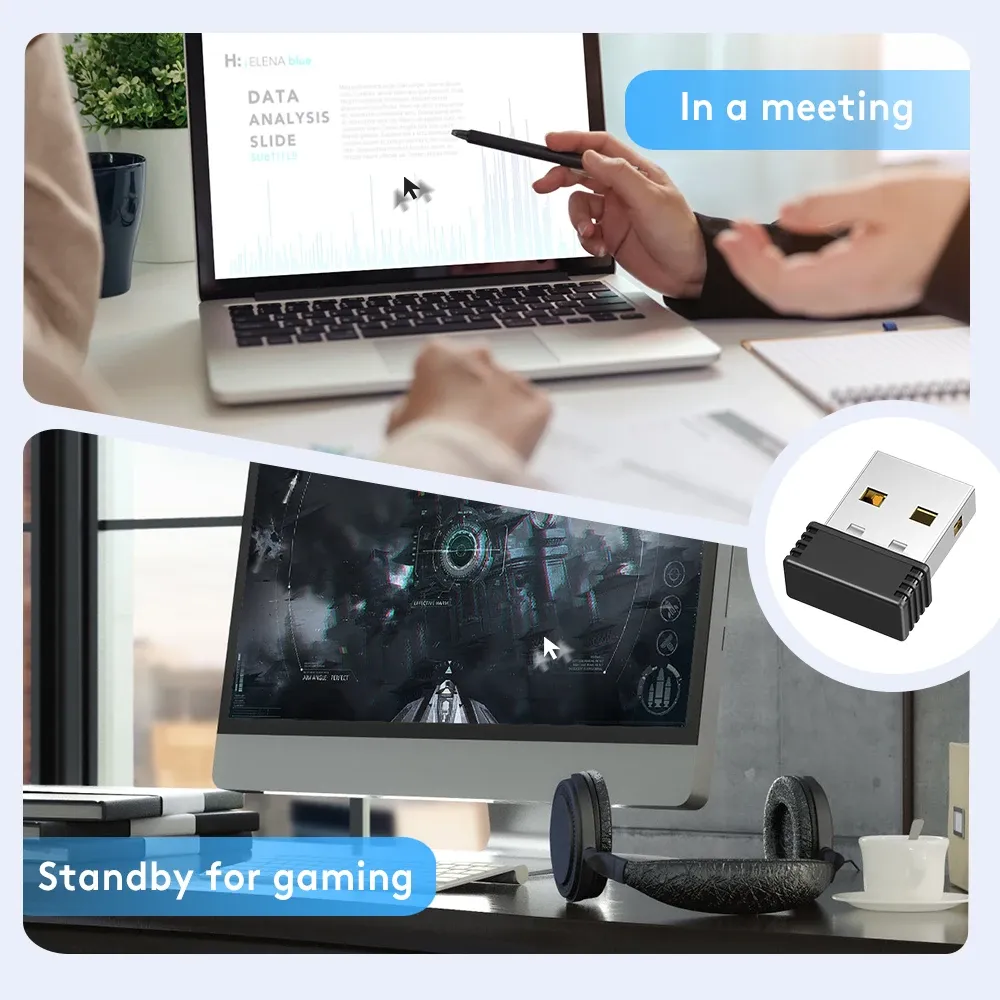 Souris Jiggler sans fil à mouvement automatique indétectable, port USB, maintien de l'éveil de l'ordinateur portable 5