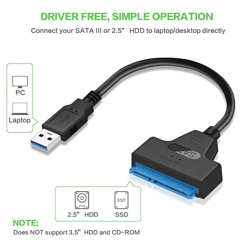 Câble adaptateur USB 3.0 vers SATA, utilisation