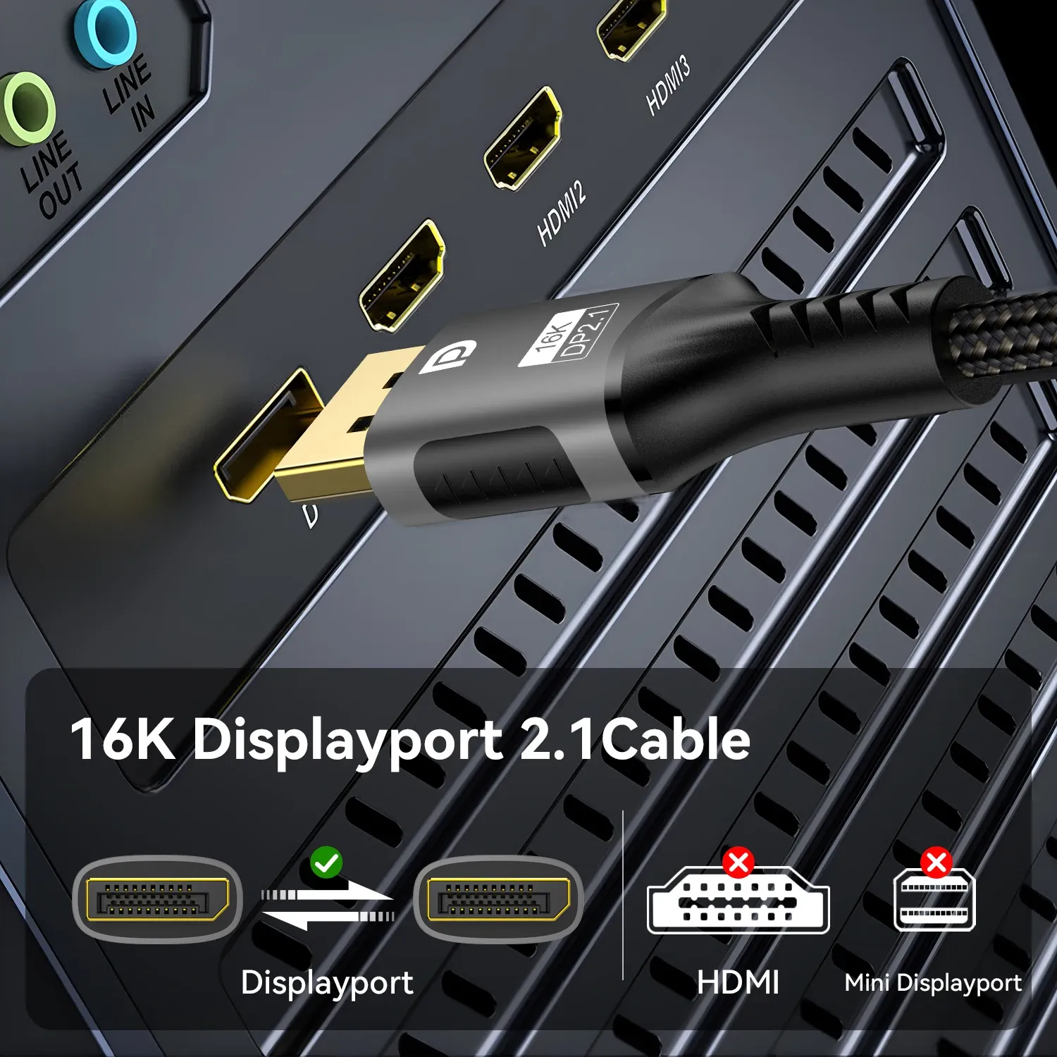 Câble DisplayPort 2.1 utilisation
