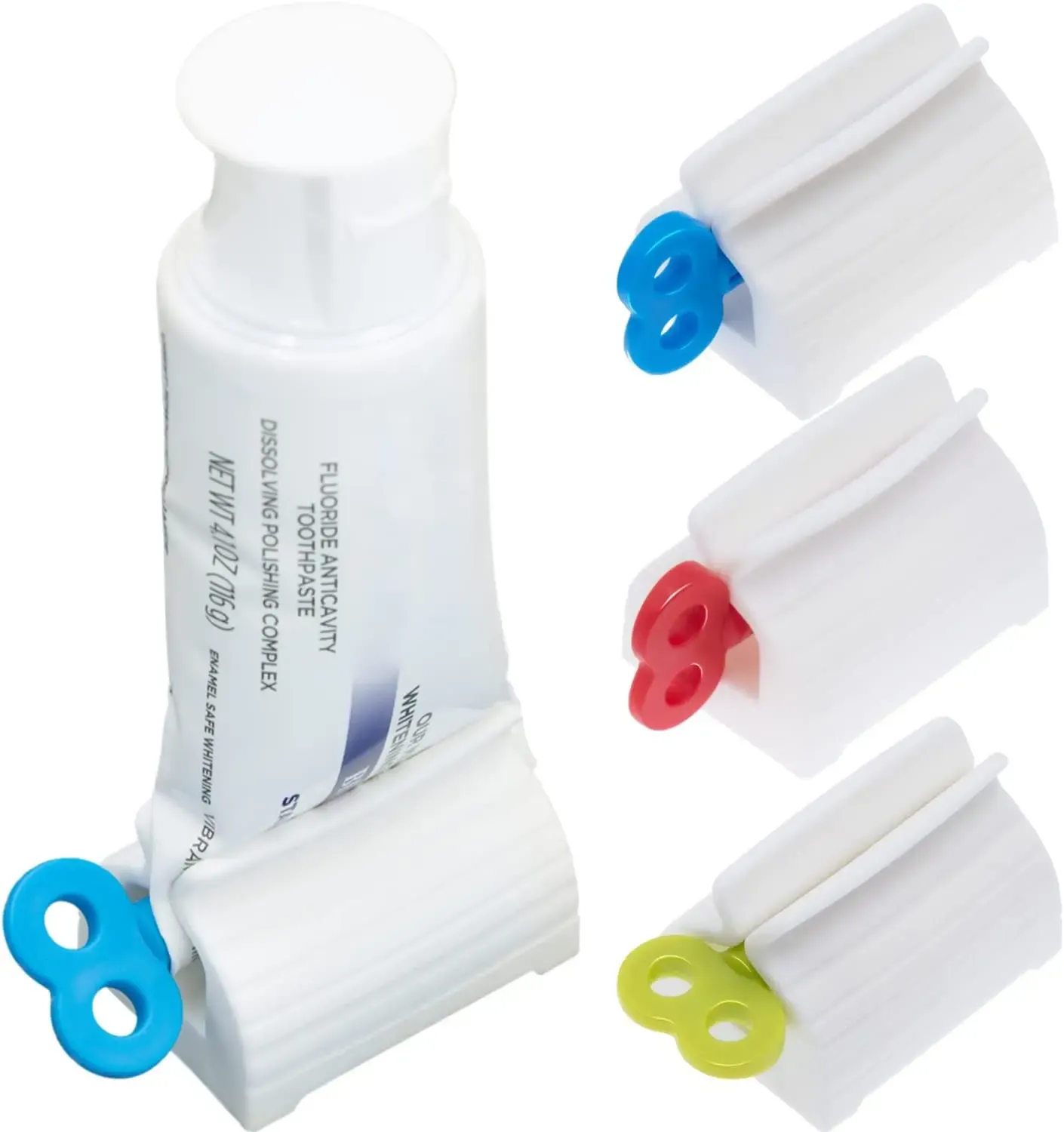 Presse-tube de dentifrice rotatif en situation dans une salle de bain