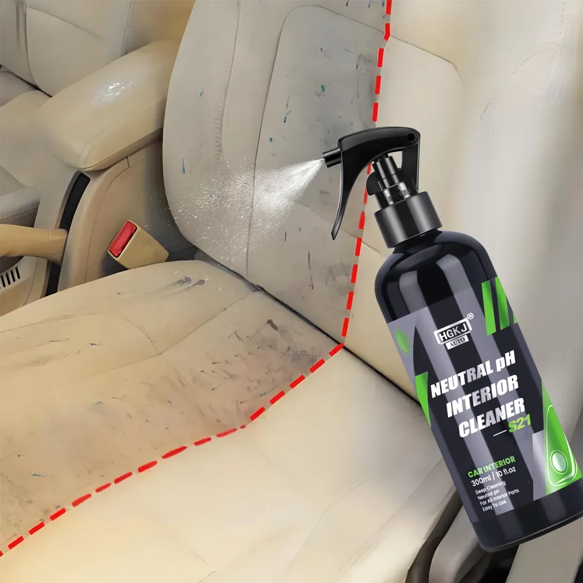 Nettoyant intérieur pour automobile, nettoyant pour plafond, cuir, tissu et alcantara, sans eau, nettoyant multi-usages pour tableau de bord HGKJ S21