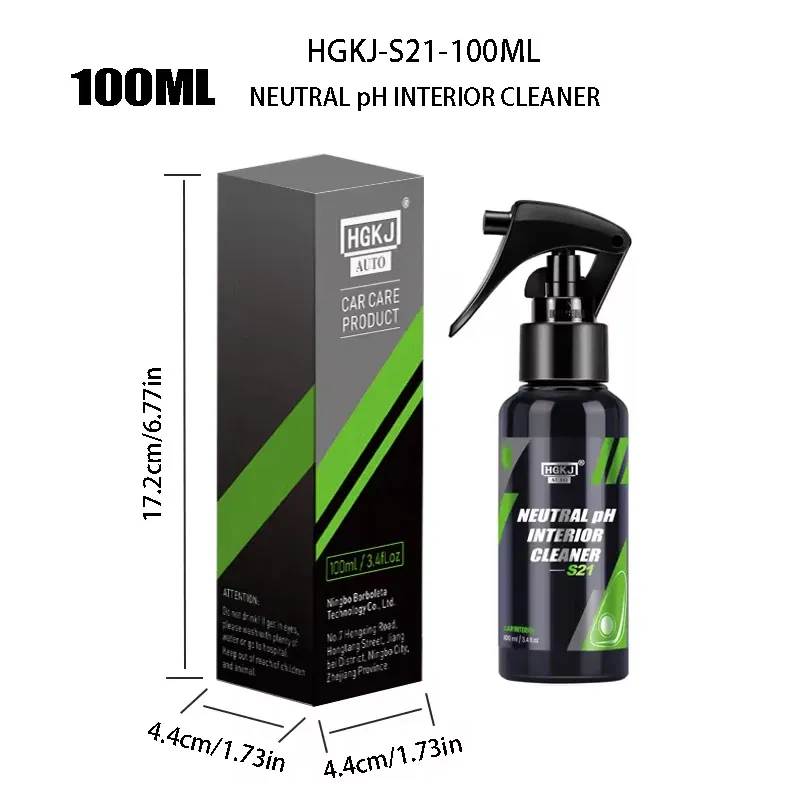 Nettoyant intérieur pour automobile, nettoyant pour plafond, cuir, tissu et alcantara, sans eau, nettoyant multi-usages pour tableau de bord HGKJ S21 10