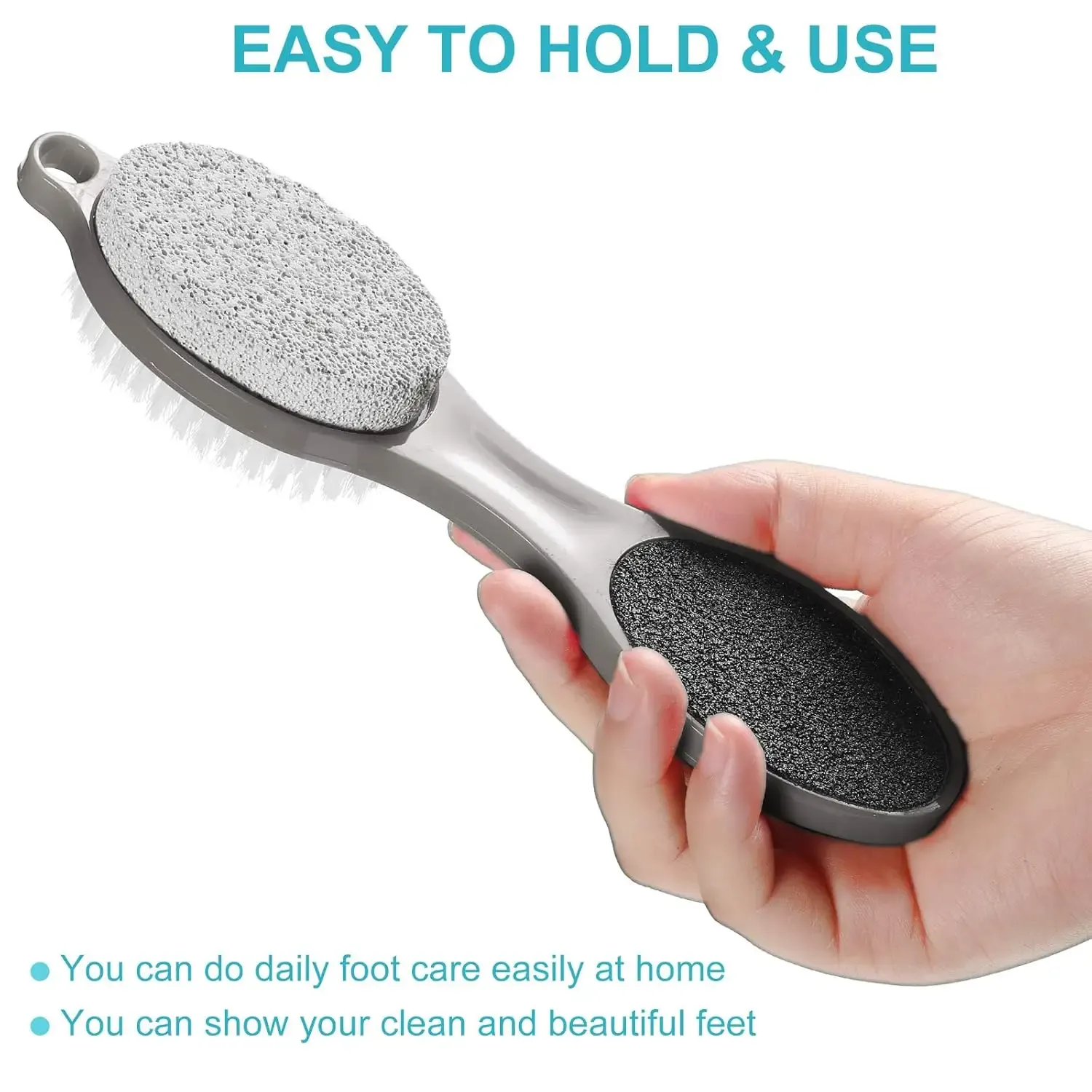 Kit de pédicure 4 en 1 : brosse à récurer, lime, râpe et pierre ponce pour les pieds, avec brosse de nettoyage des ongles 2