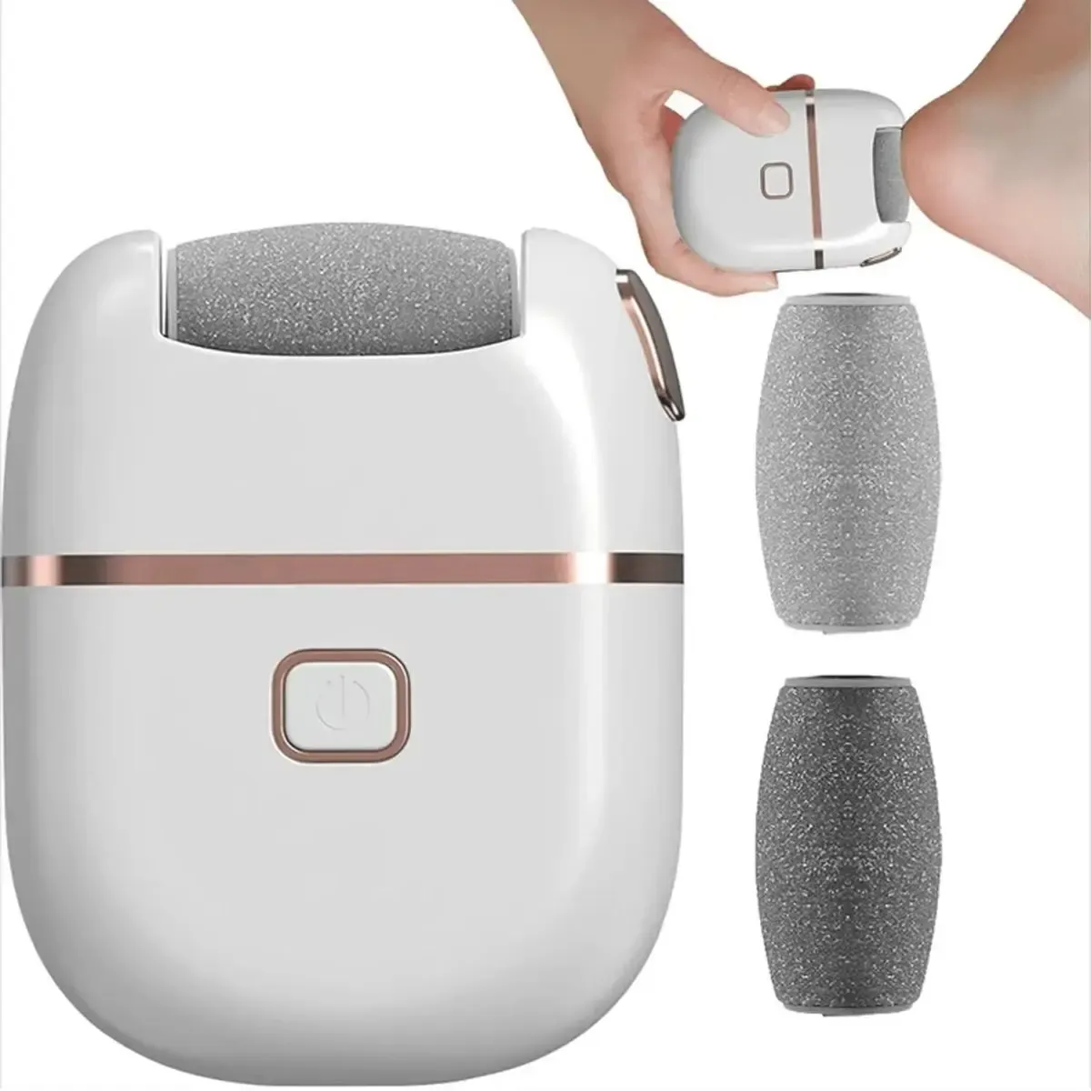 Nettoyeur électrique pour les pieds rechargeable et portable, éliminateur de callosités avec 2 têtes de ponçage à granulométries différentes, outil professionnel pour les soins des pieds - Image 1