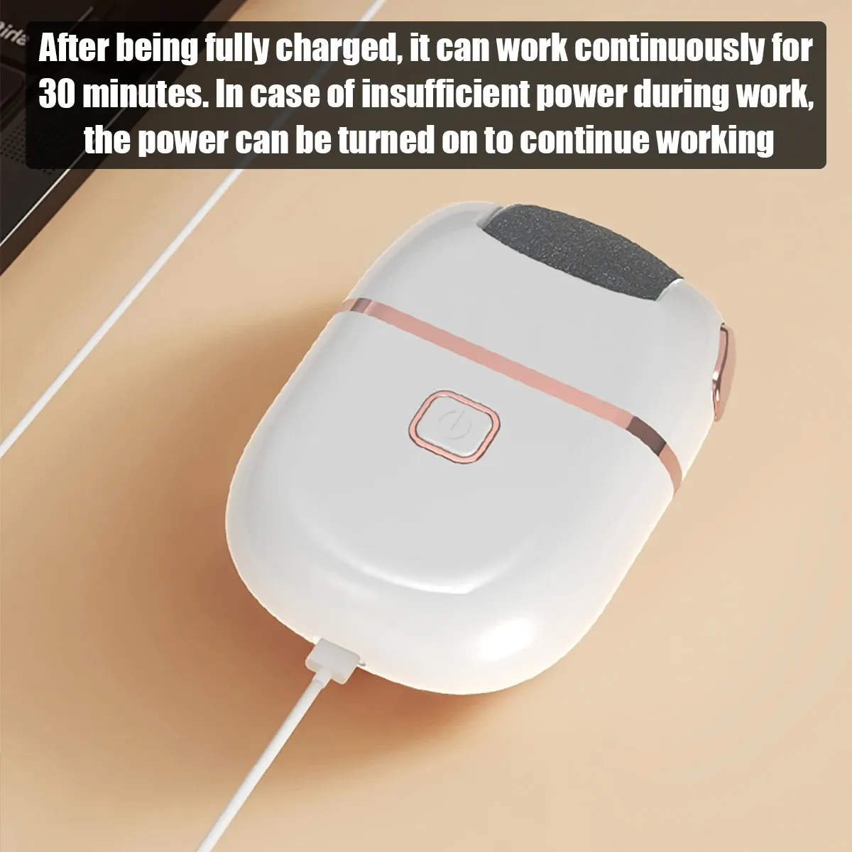 Nettoyeur électrique pour les pieds rechargeable et portable, éliminateur de callosités avec 2 têtes de ponçage à granulométries différentes, outil professionnel pour les soins des pieds 5