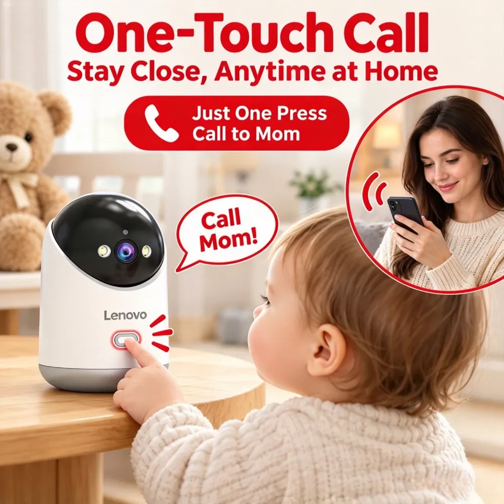 Caméra IP Lenovo 5MP sans fil HD pour intérieur, WiFi 5 GHz/2,4 GHz, suivi automatique, communication bidirectionnelle, moniteur de sécurité pour bébé 2