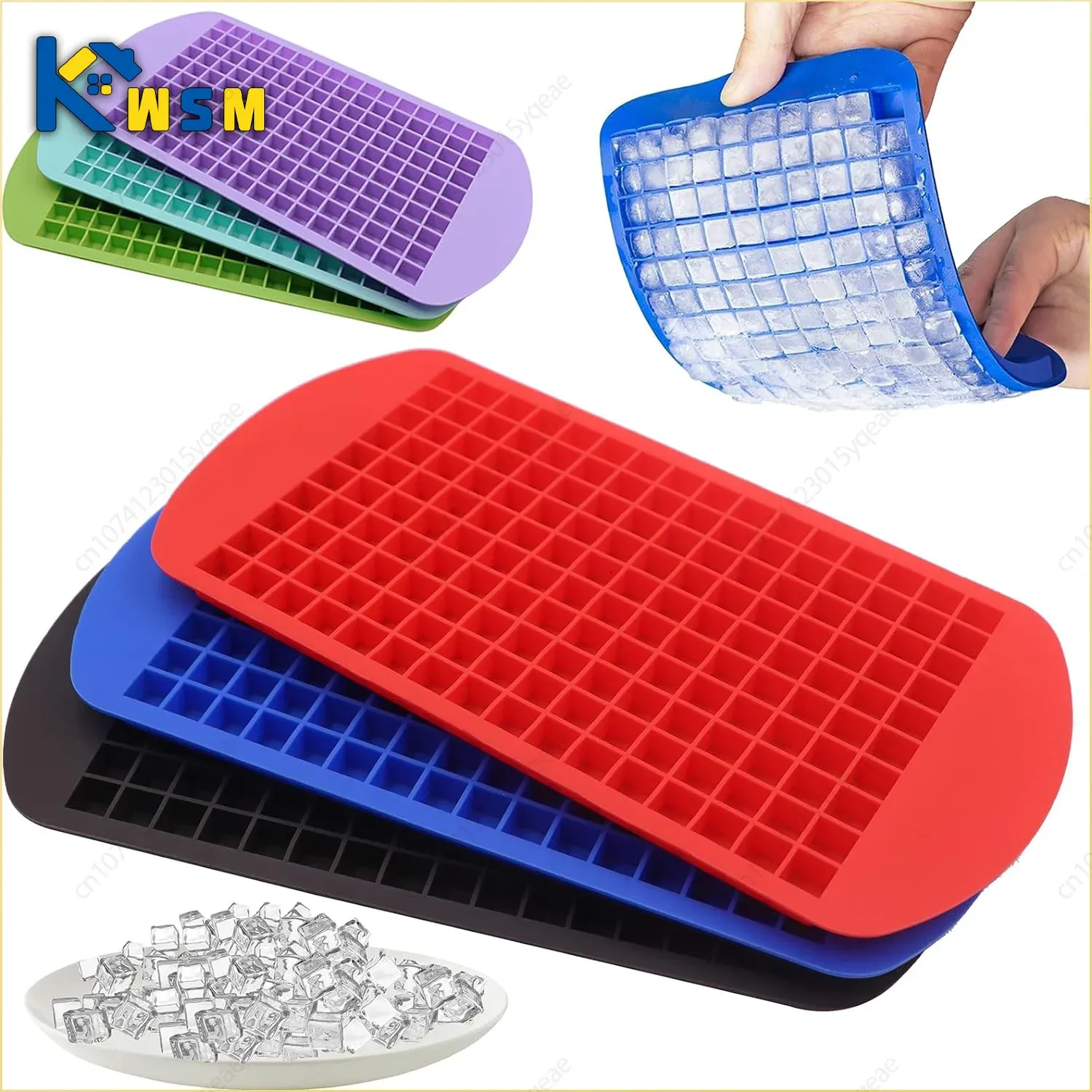 Bac à glaçons en silicone flexible, 160 grilles, mini plateau carré pour machine à glaçons 1