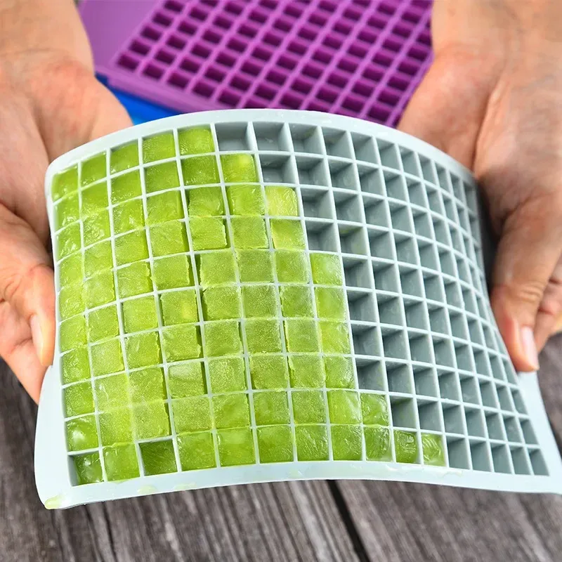 Bac à glaçons en silicone flexible, 160 grilles, mini plateau carré pour machine à glaçons 2