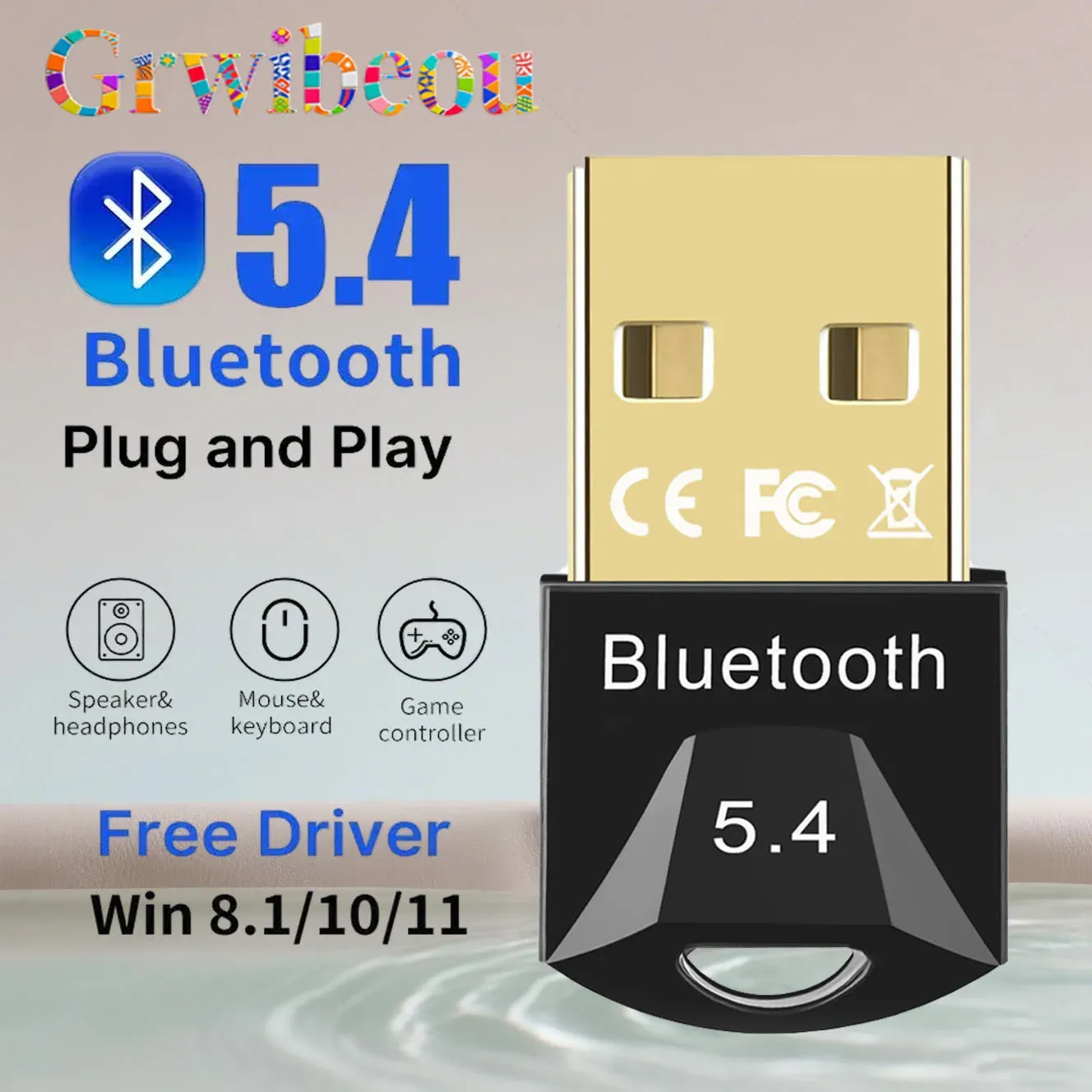 Adaptateur USB Bluetooth pour PC, récepteur dongle Bluetooth 5.4/5.3/5.1/5.0 pour haut-parleur, souris, clavier et émetteur audio musical