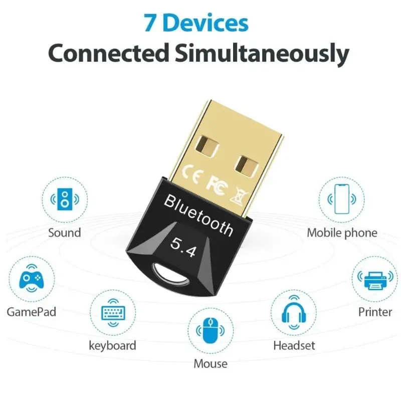 Adaptateur USB Bluetooth pour PC, récepteur dongle Bluetooth 5.4/5.3/5.1/5.0 pour haut-parleur, souris, clavier et émetteur audio musical 2