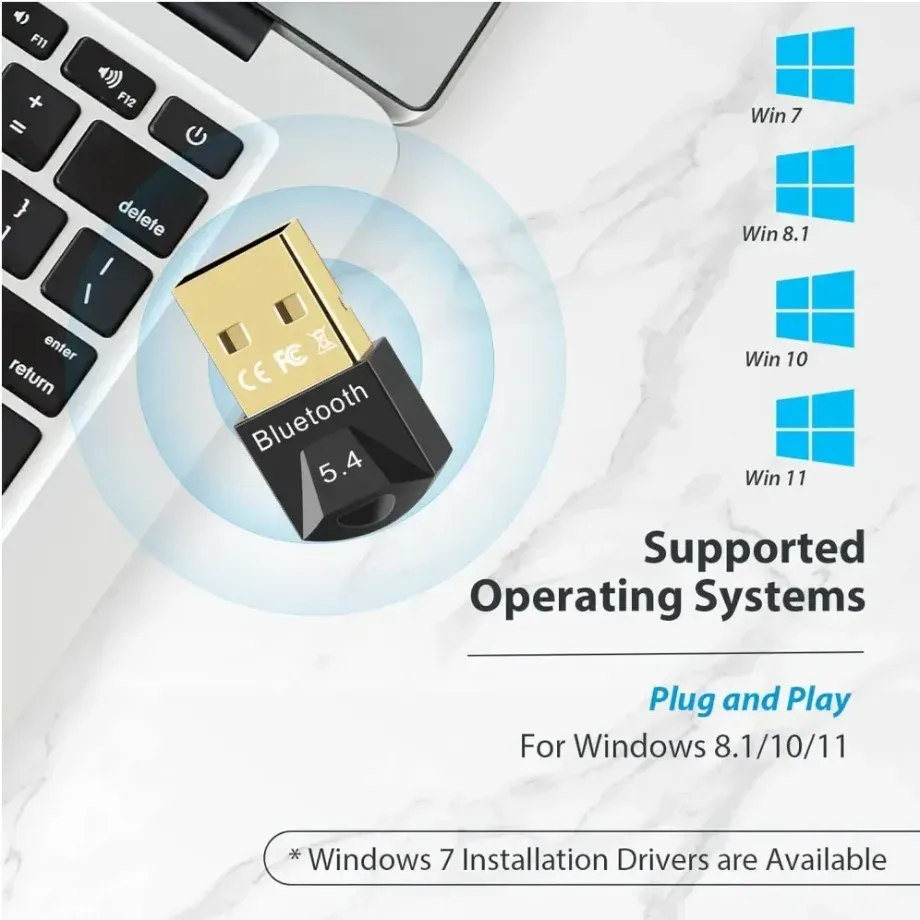 Gros plan sur le design compact de l'adaptateur Bluetooth
