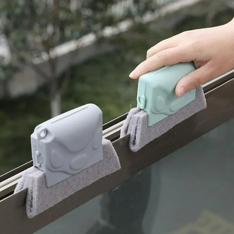 Chiffon et brosse de nettoyage pour rainures de fenêtres et rails de portes coulissantes 2