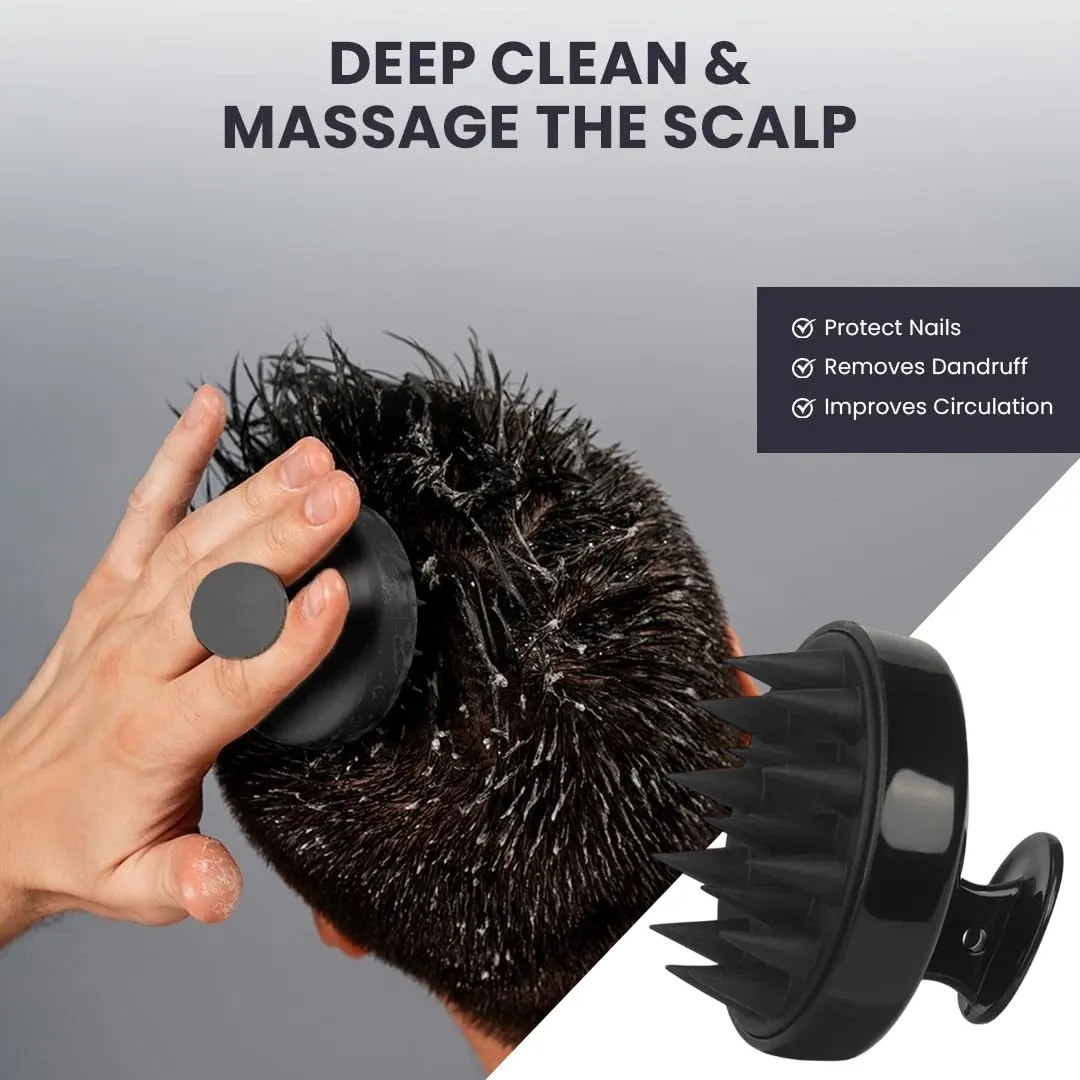 Brosse à shampoing en silicone à poils souples pour massage du cuir chevelu et stimulation de la circulation sanguine