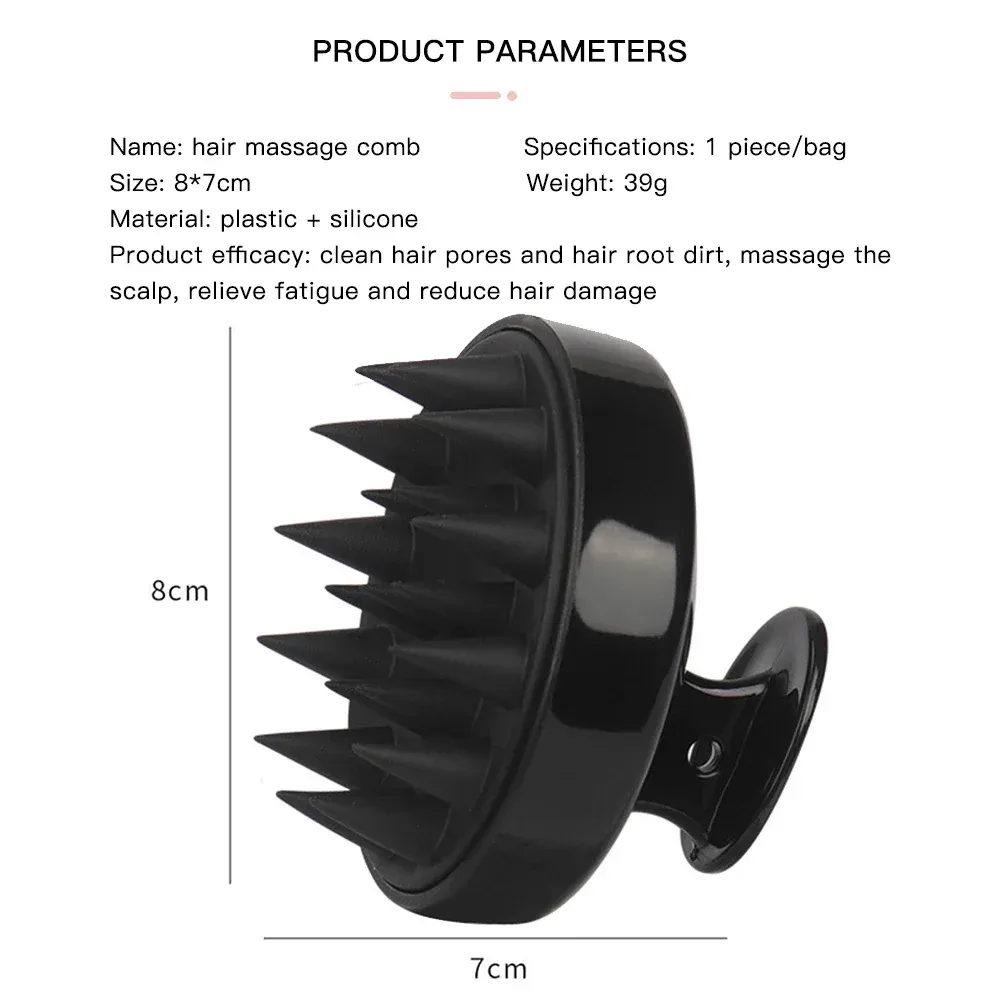 Brosse à shampoing en silicone à poils souples pour massage du cuir chevelu et stimulation de la circulation sanguine 2