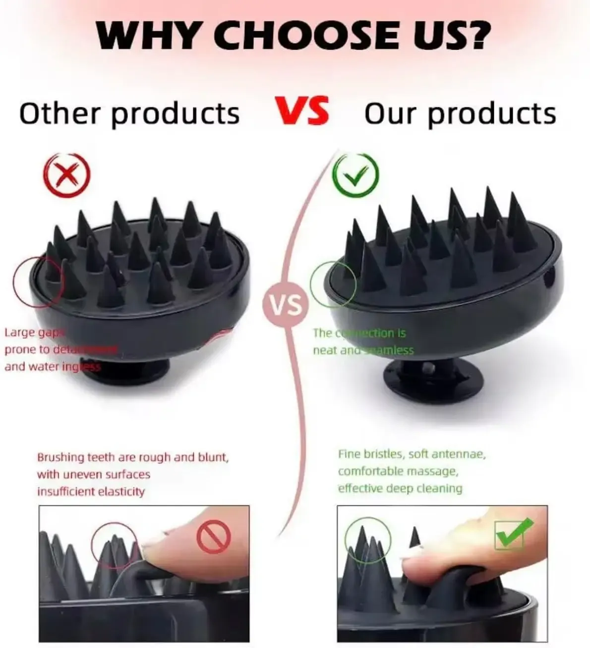Brosse à shampoing en silicone à poils souples pour massage du cuir chevelu et stimulation de la circulation sanguine 3