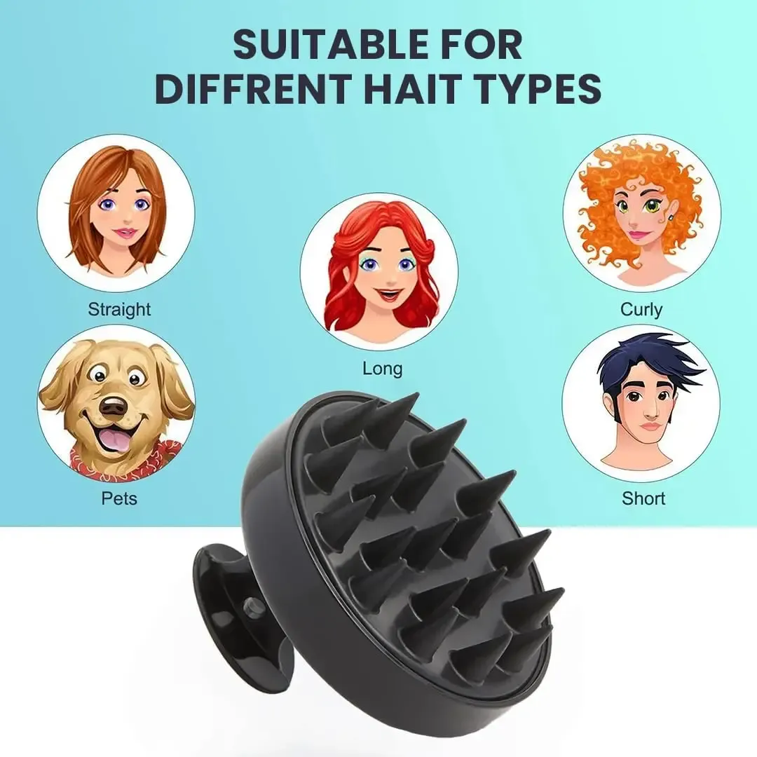 Brosse à shampoing en silicone à poils souples pour massage du cuir chevelu et stimulation de la circulation sanguine 4