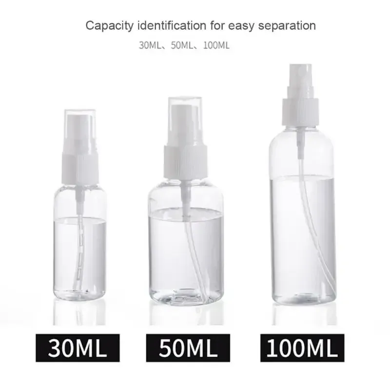 Bouteille de pulvérisation portable en plastique transparent, lot de 3 (30 ml, 50 ml, 100 ml), pour plantes - Image 1