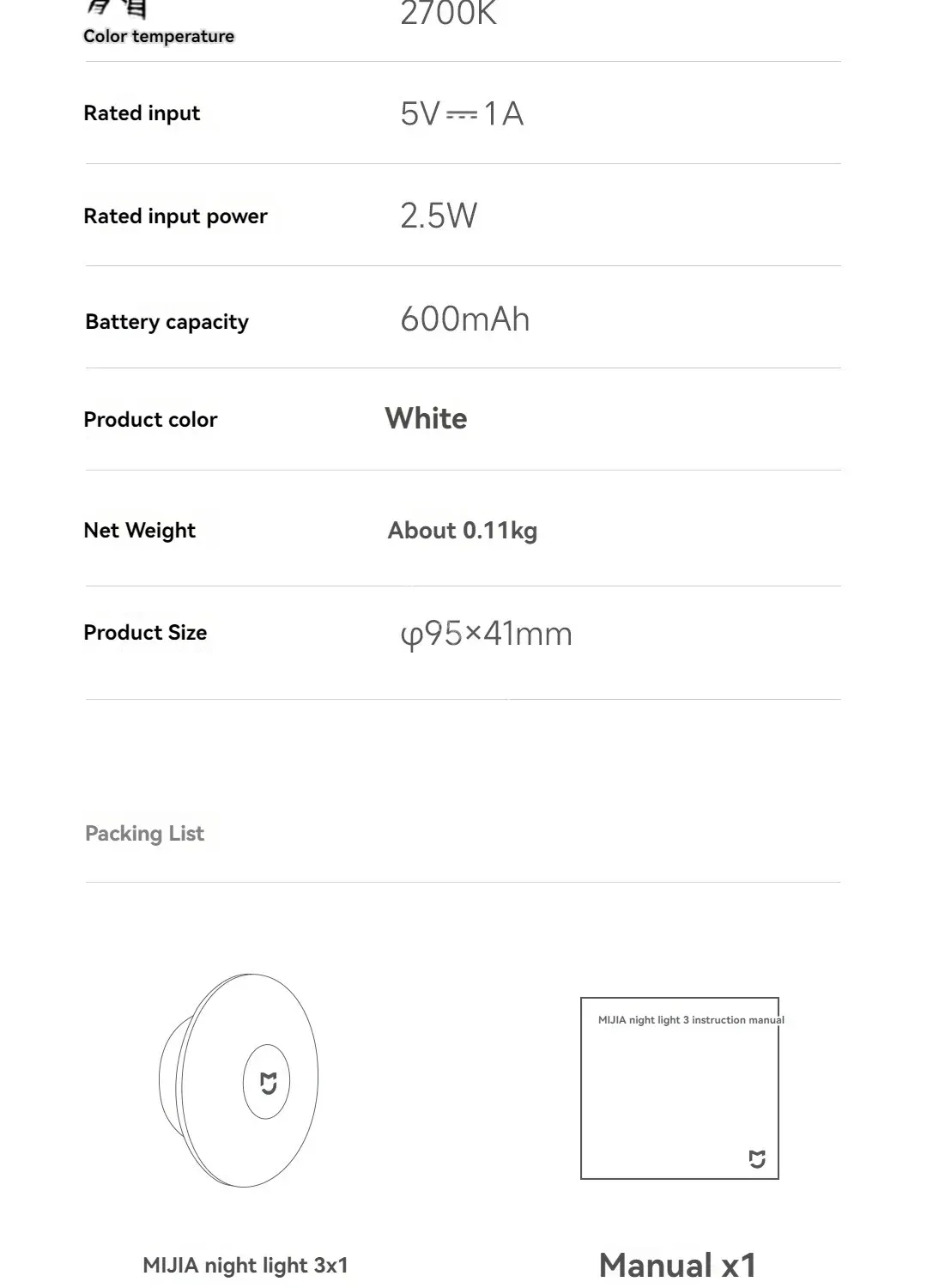 Veilleuse Xiaomi ATA JIA 3 - style