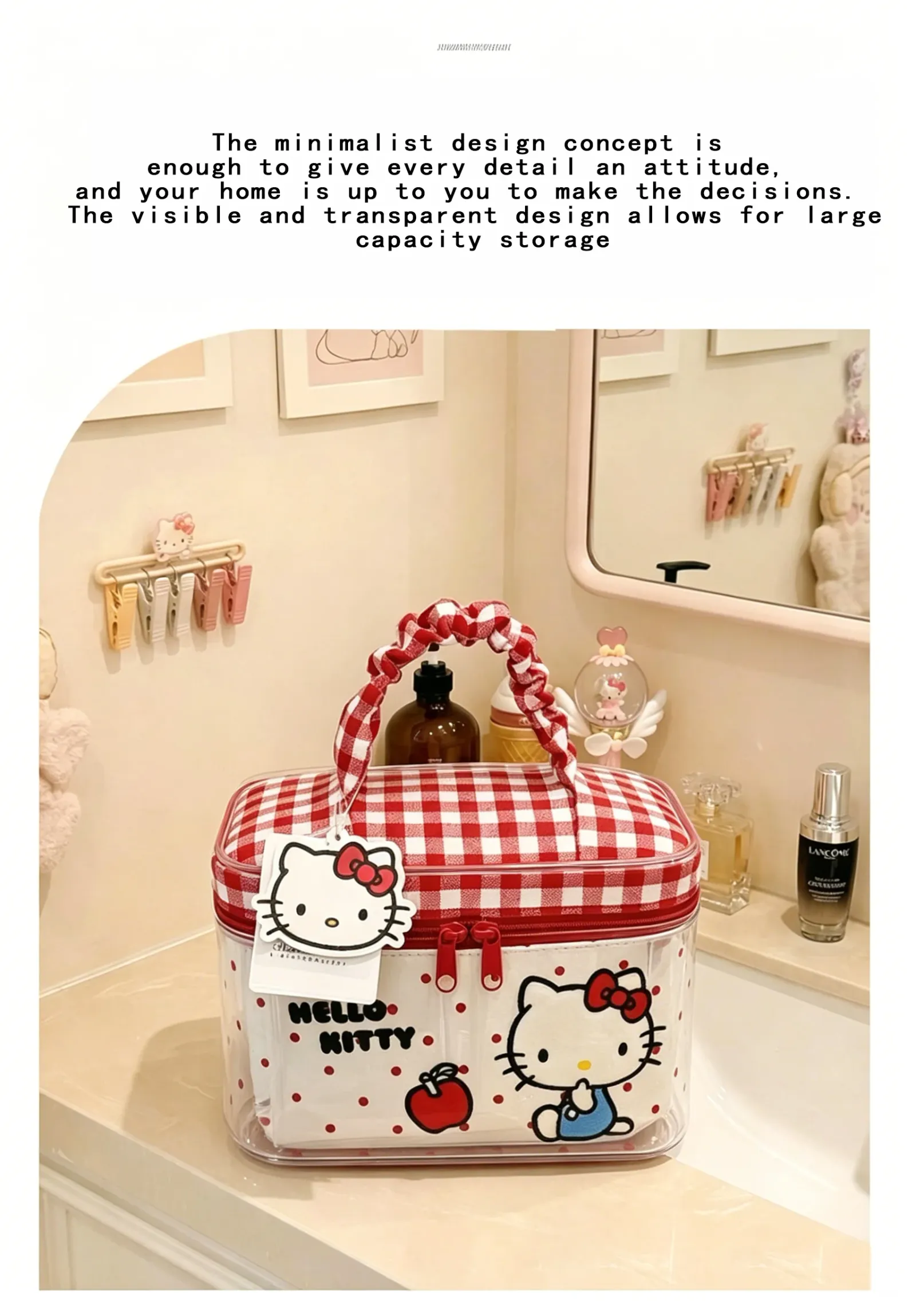 Sac à cosmétiques Hello Kitty, poignée de transport