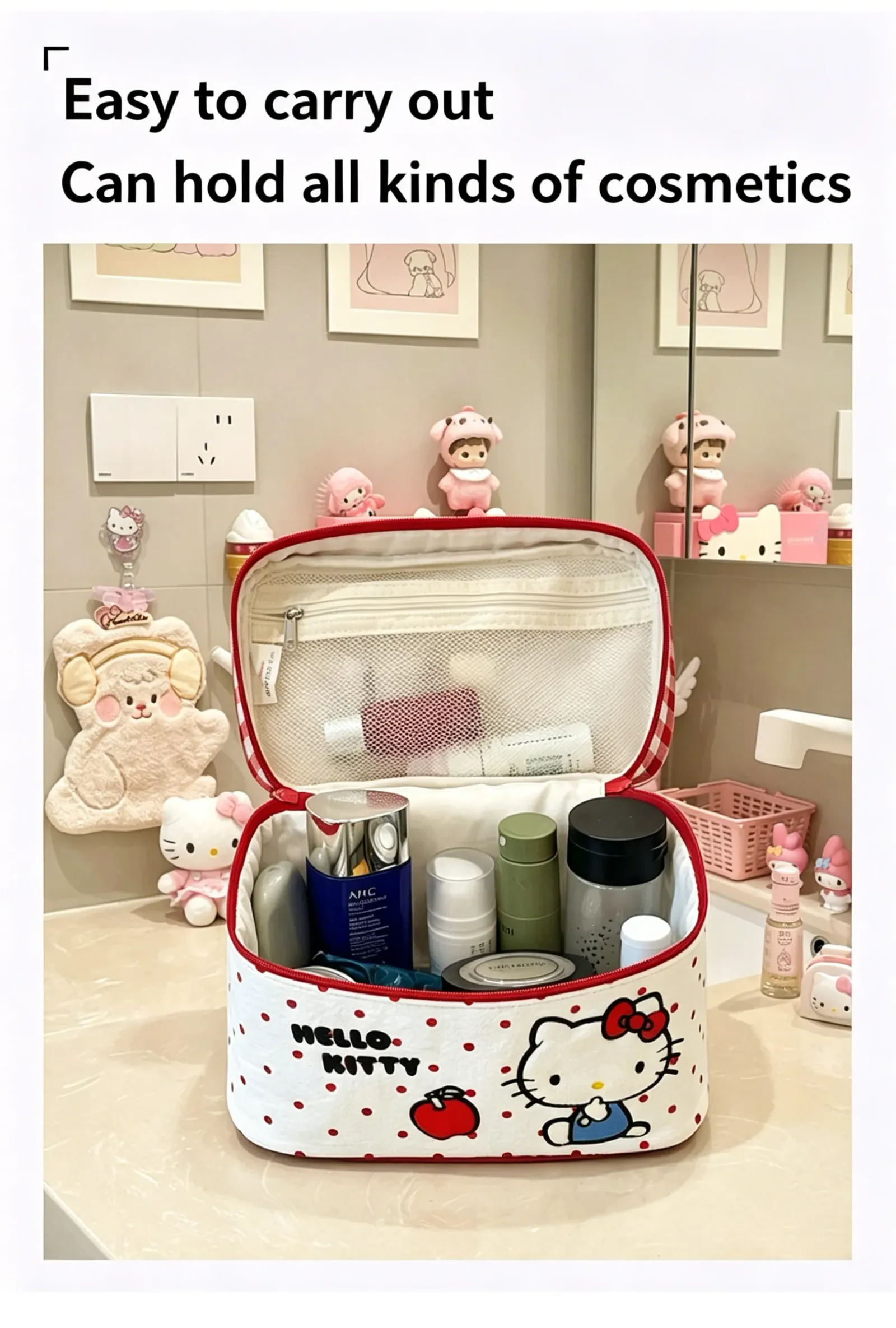 Sac à cosmétiques Hello Kitty, finitions