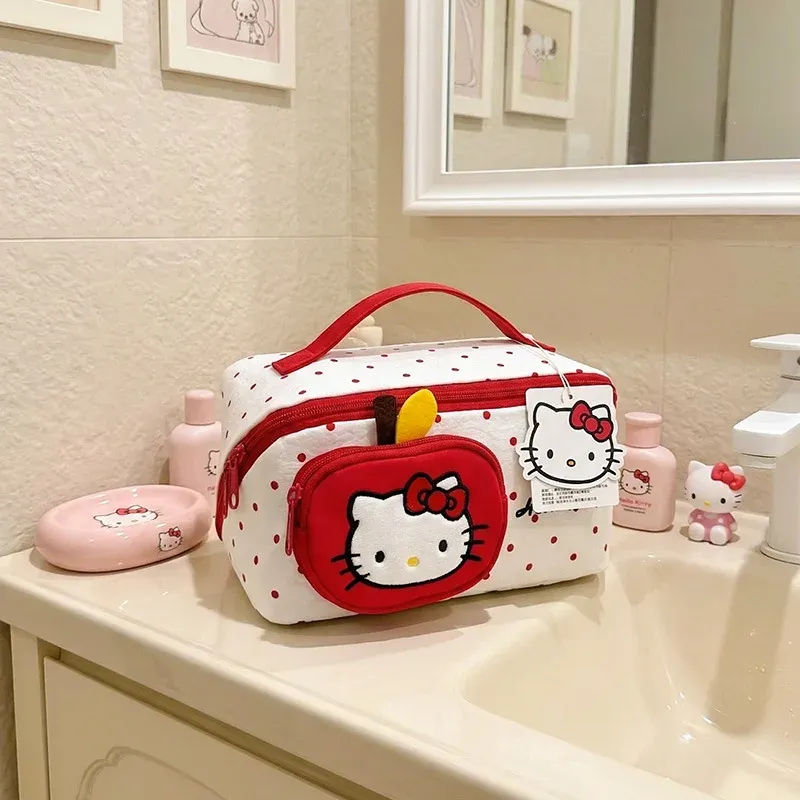 Trousse de toilette Hello Kitty grande capacité, organisateur de maquillage de voyage avec poignée 7